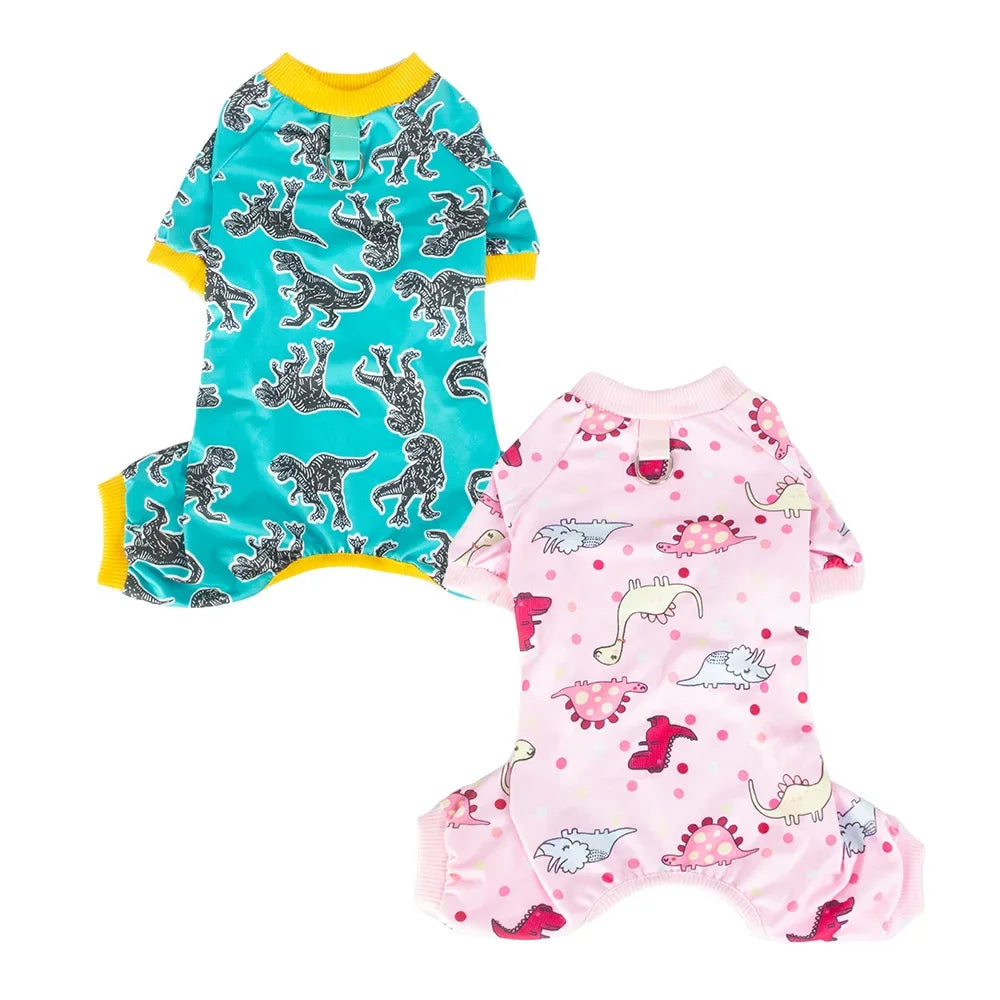 Soft Cotton Dog Pajamas for Small Dogs | Stretchable Dinosaur Design