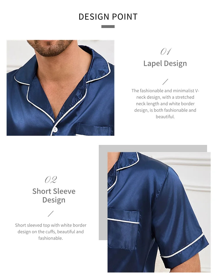 Men's Summer Pajamas Set | Comfortable Short Sleeve Sleepwear