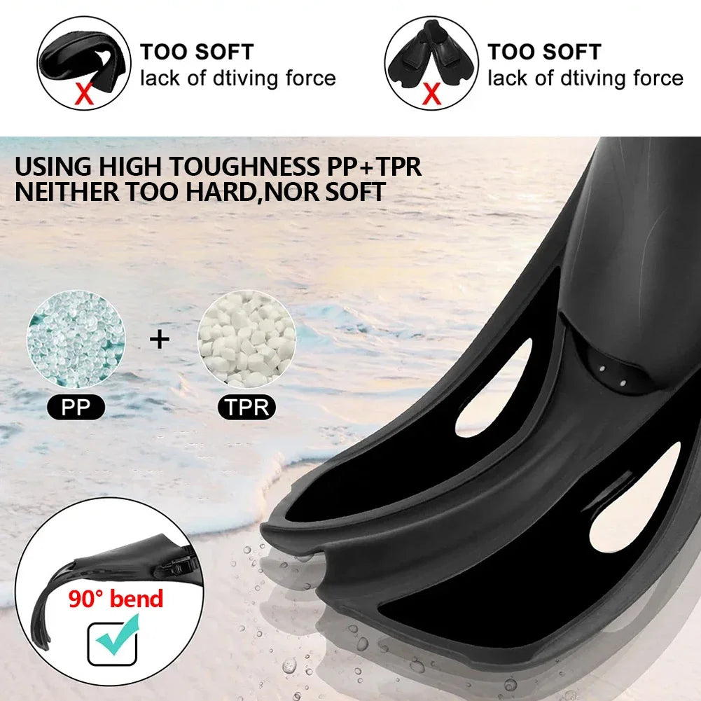 Professional Scuba Diving & Snorkeling Short Fins for Adults