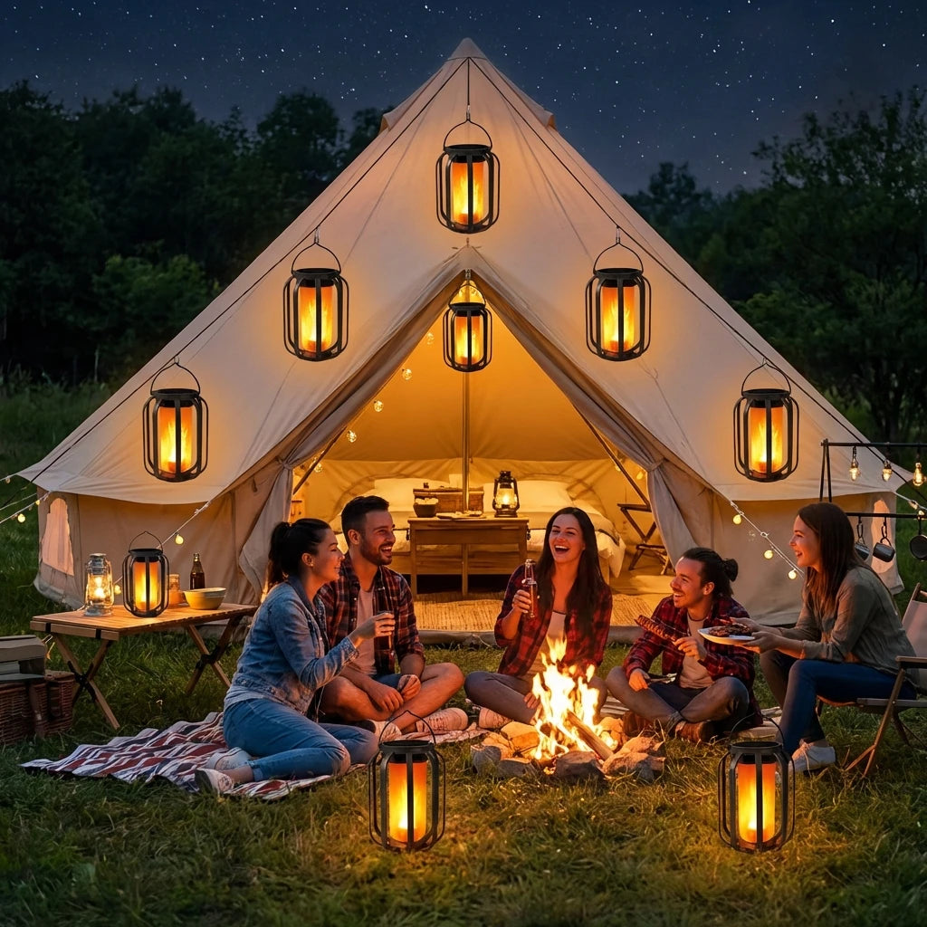 Linternas solares con efecto de llama | Luces solares de exterior resistentes al agua