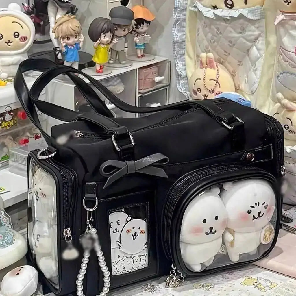 Cute Transparent Bow Shoulder Bag | Large Capacity Crossbody Handbag