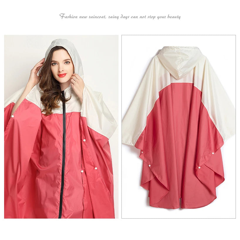 Plus-Size Lightweight Color-Blocked Raincoat | Ideal for Outdoors