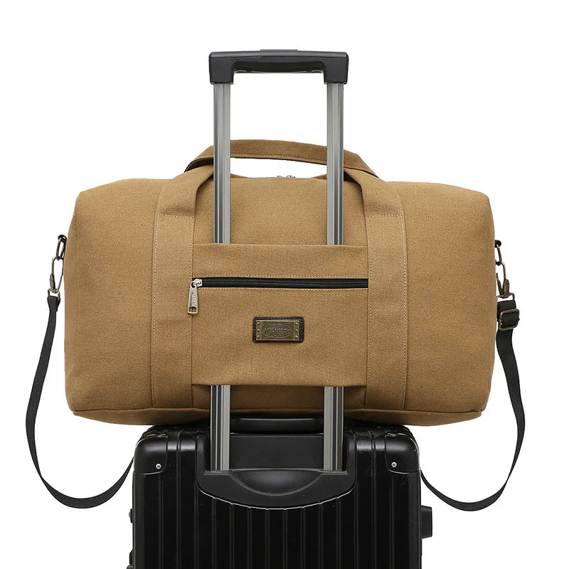 Unisex Soft Canvas Travel Duffle Bag | Large Capacity Tote