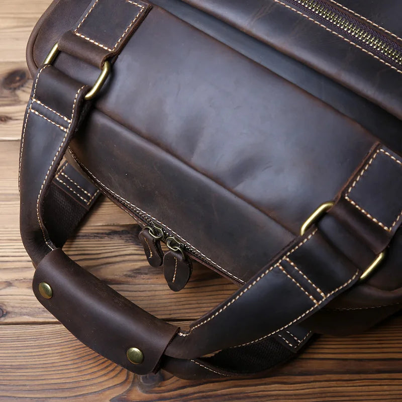 Large Capacity Retro Leather Men's Backpack for Travel & Work