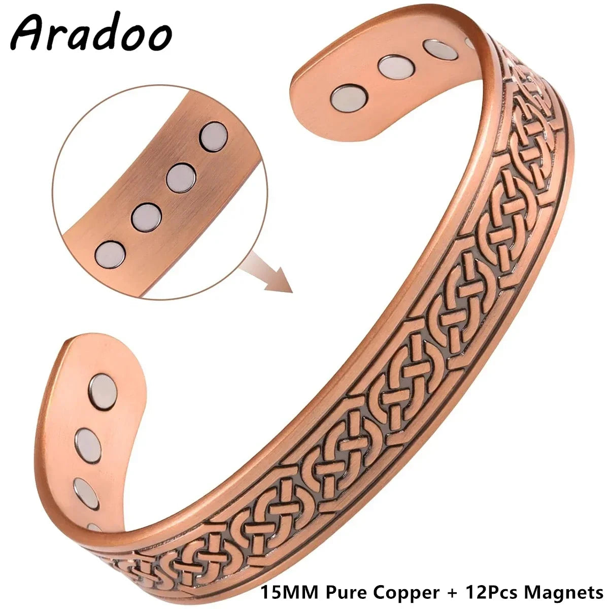 Vintage Copper Cuff Bracelet with Magnetic Therapy | Unisex Jewelry