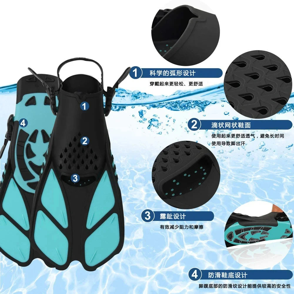 Adjustable Snorkel Fins for Adults & Teens | Comfortable Dive Fins