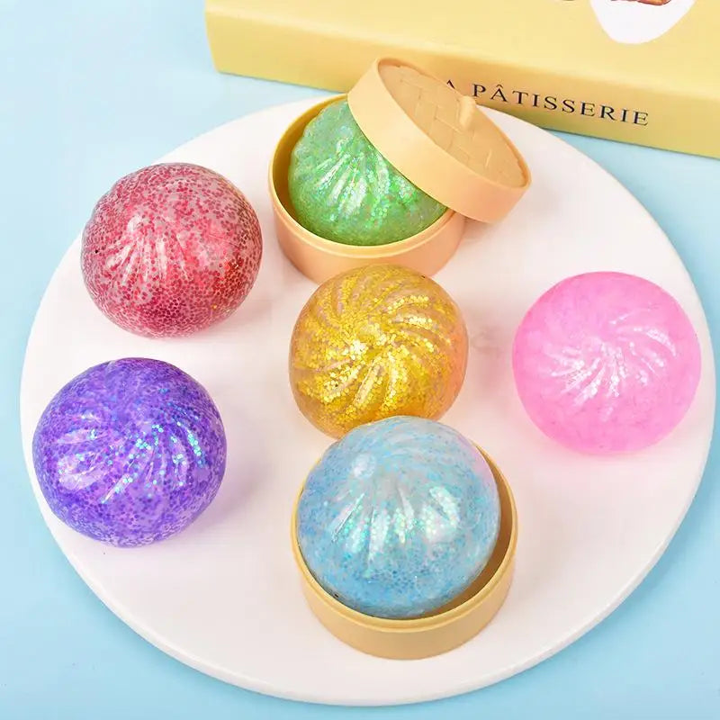 1/2Pcs Slow Rebound Soft Pinch Decompression Toys Simulation Flash Dumpling Pressure Ball Office Home Decor Children Adults Gift