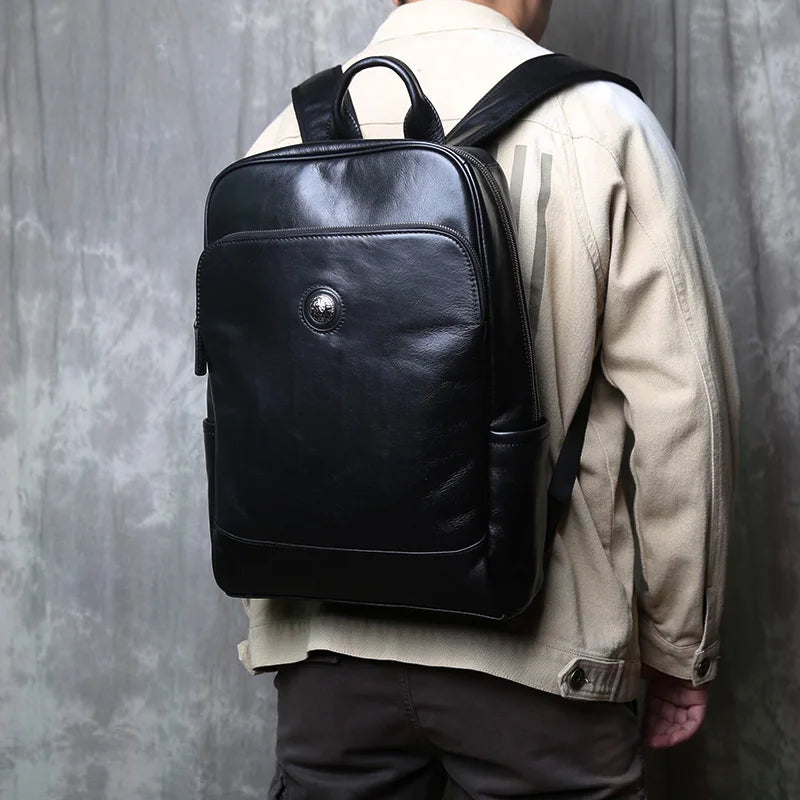 Vintage Leather Backpack | Large Capacity Casual Computer Bag