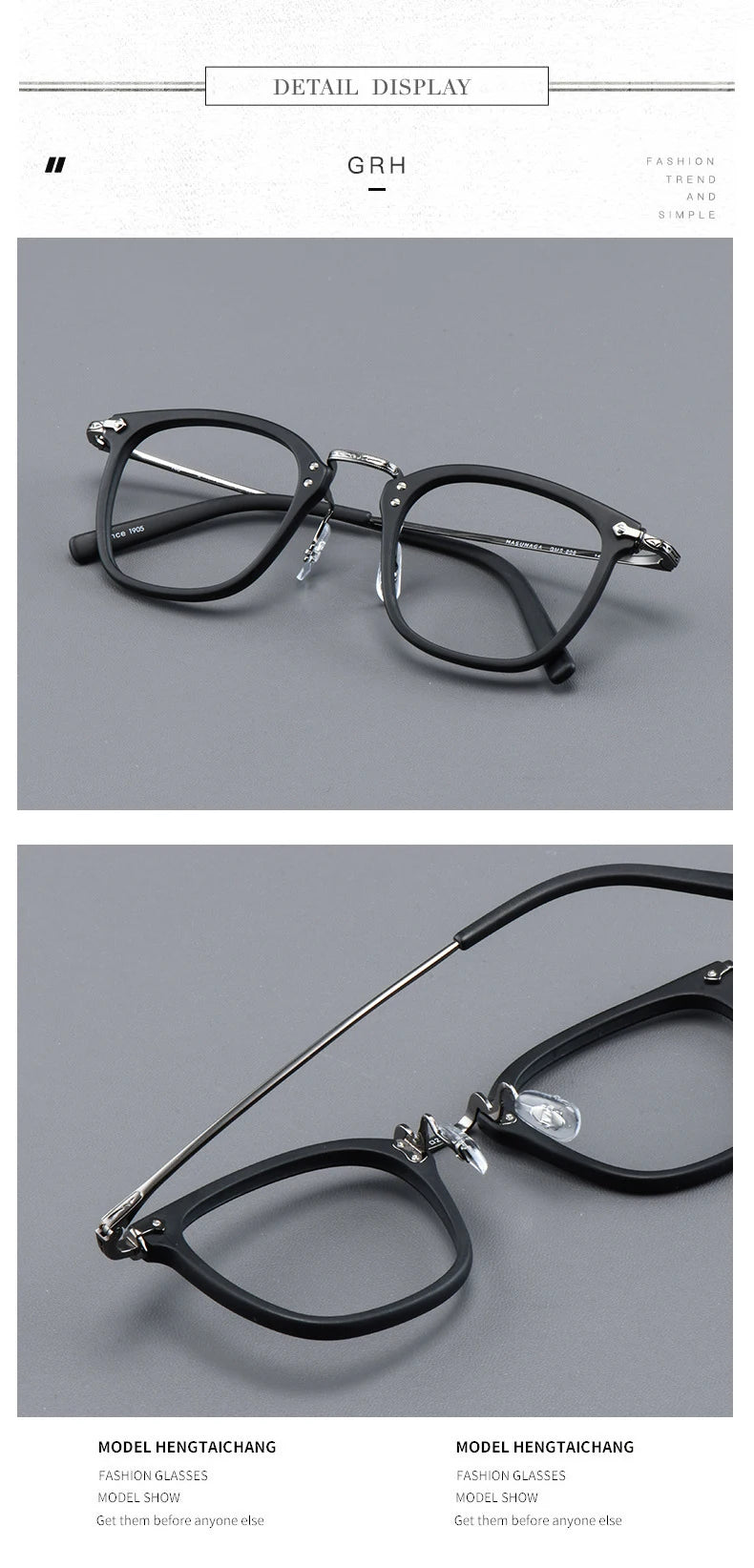Men's Luxury Pure Titanium Rectangular Frame Eyeglasses