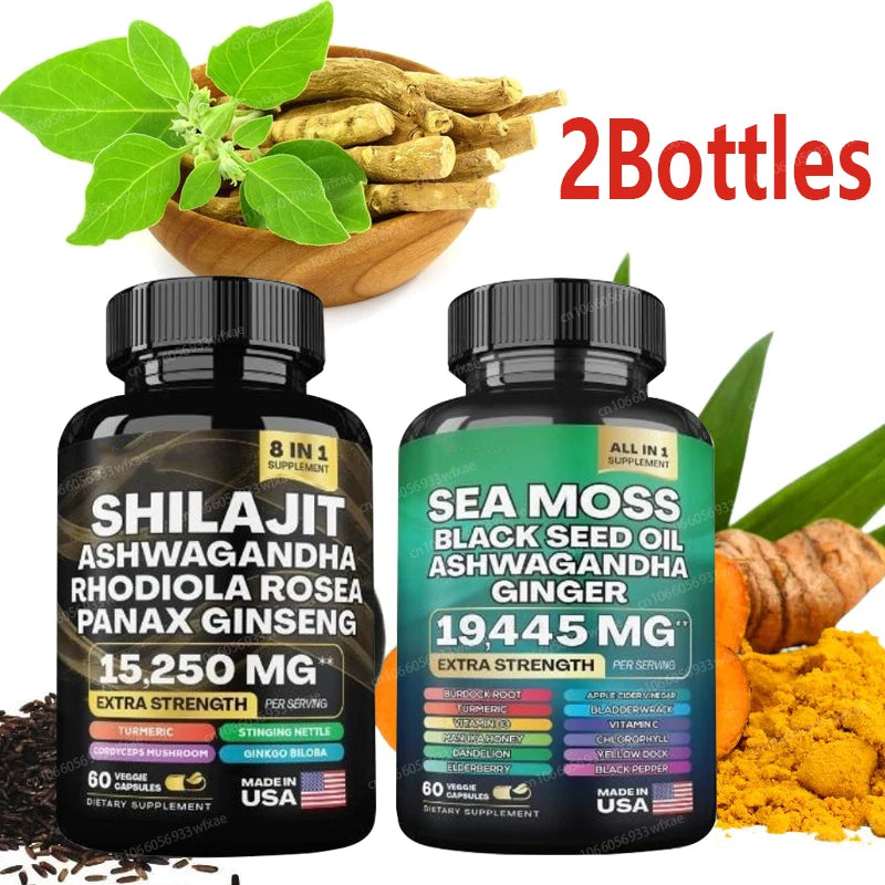 Organic Shilajit Capsules & Sea Moss Ginseng Supplement