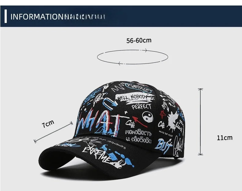 Unisex Graffiti Cotton Baseball Cap | Trendy Snapback Hat