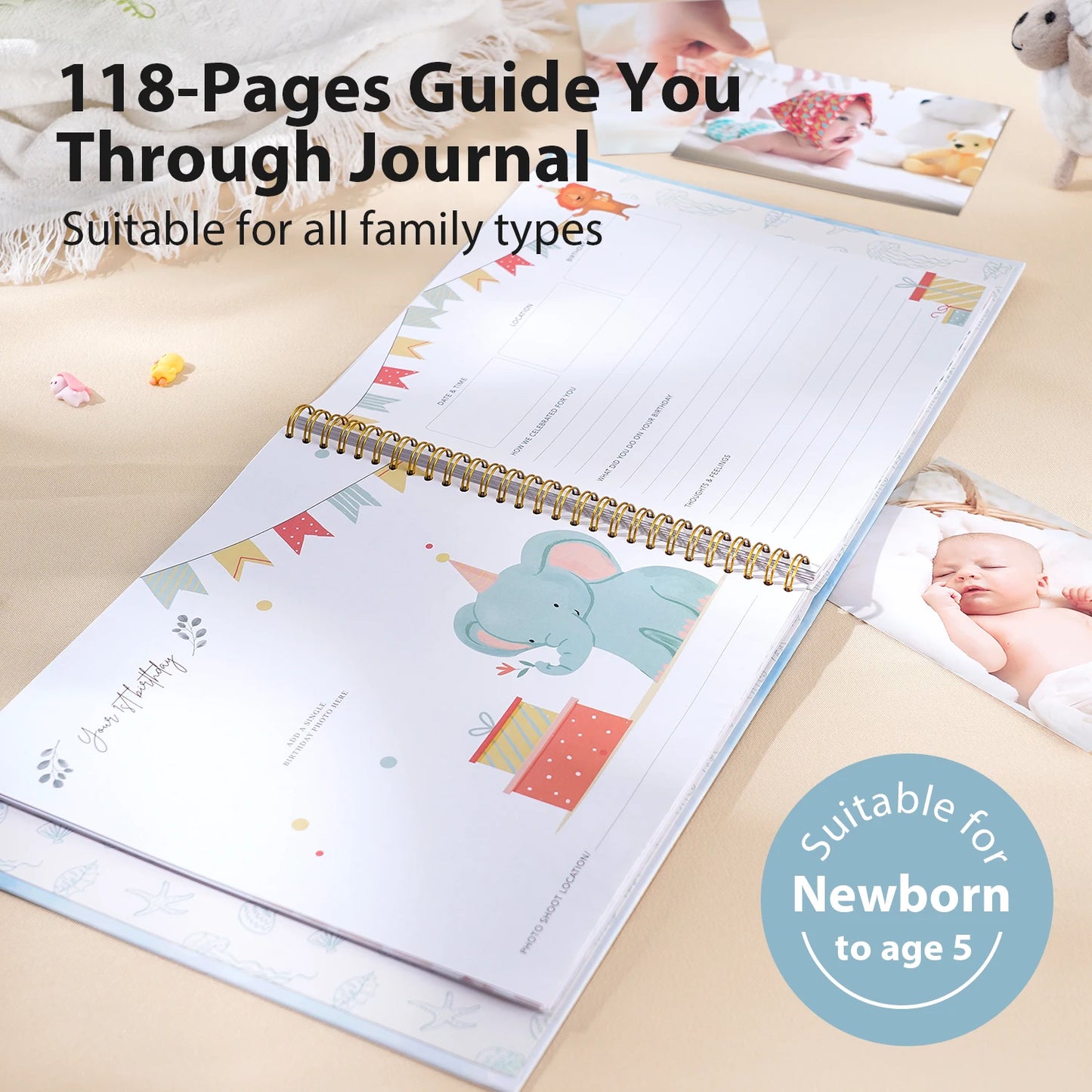 Baby Memory Book: Cute Animal Keepsake Growth Journal