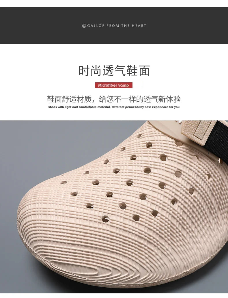 Men Thick Sole Clogs Breathable Hollow Out Non-slip Garden Shoes Outdoor Beach Slippers Slip On Platform Sandal Summer Walking