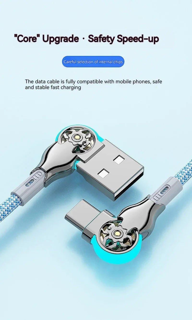 Fast Charge USB A to C Cable | 180 Degree Rotatable Durable Cord