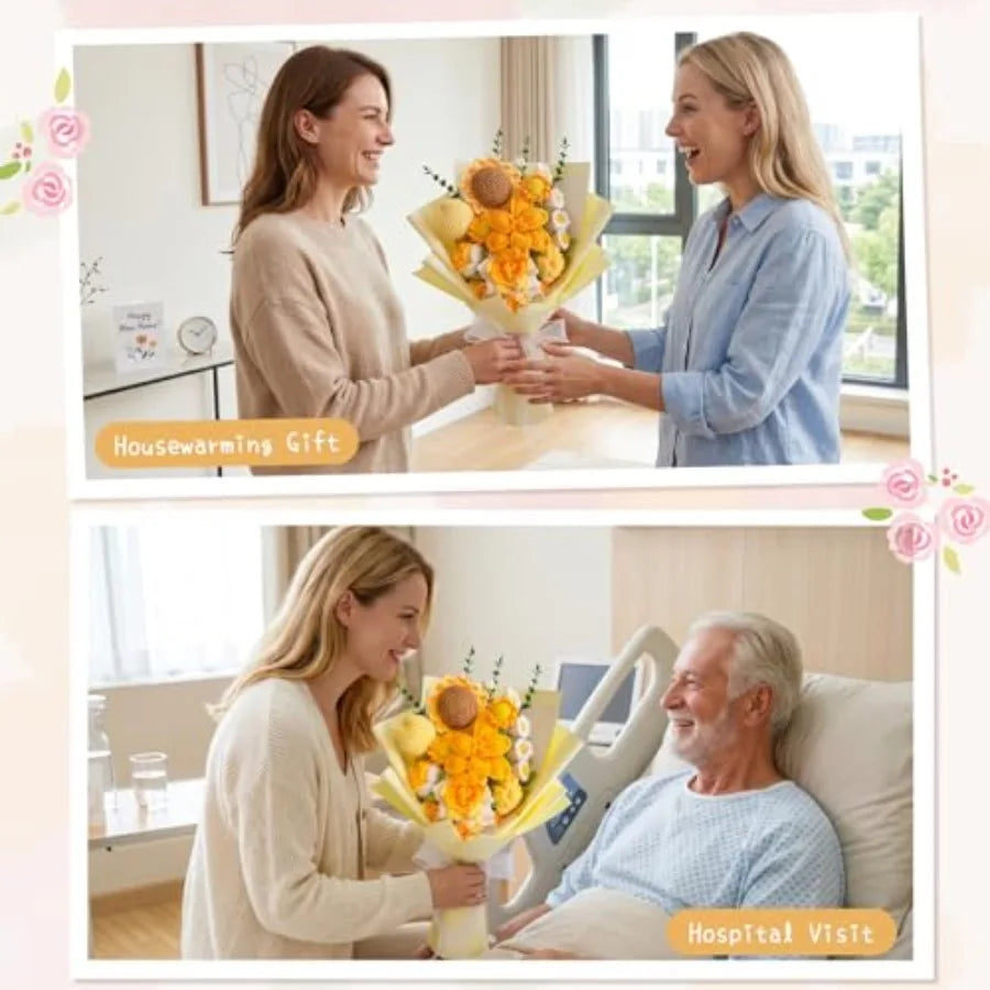 Handmade Crochet Flower Bouquet | Indoor Decorative Knitted Flowers