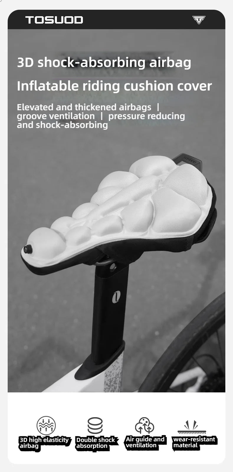 Universal Bicycle Cushion Cover | 3D Inflatable Comfort for Riders
