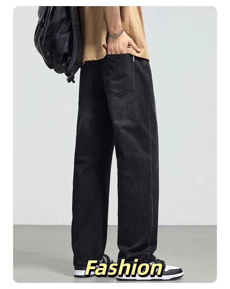 Men's Retro Straight Jeans | Casual Loose Wide Leg Denim Pants