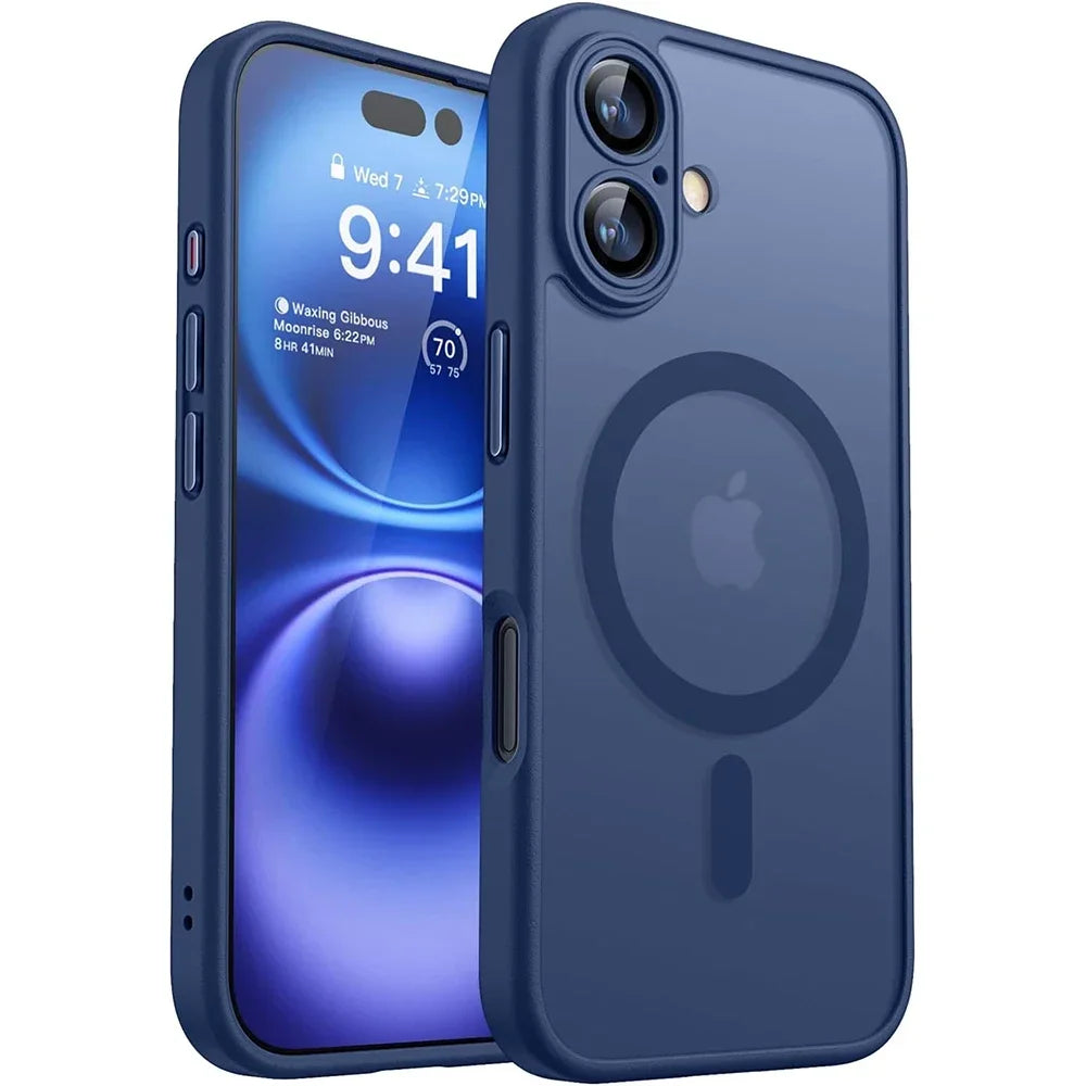 Shockproof Magnetic Matte Translucent Case for iPhone Models