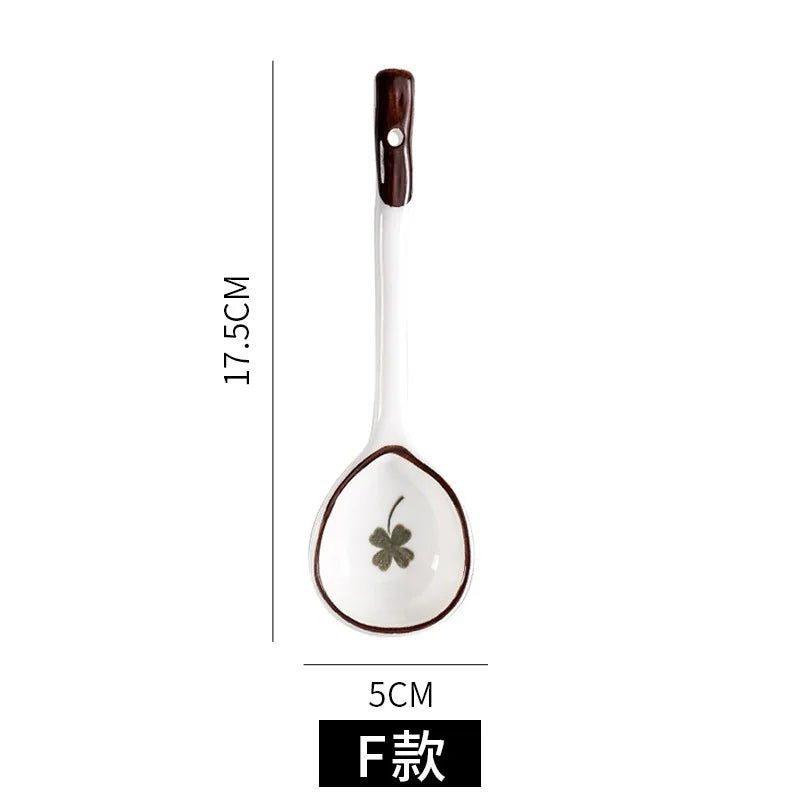 Cuchara de cerámica linda para sopa | Accesorio de cocina estilo japonés Kawaii