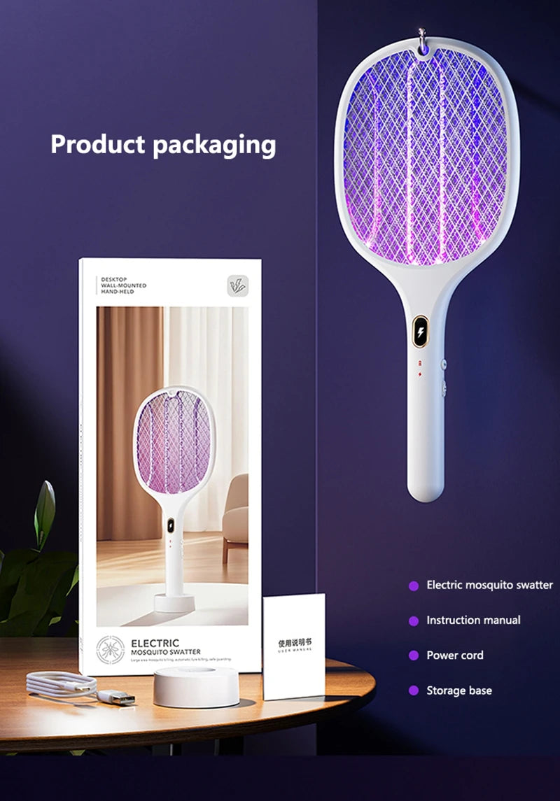 Multi-Functional Electric Bug Zapper Racket | USB Rechargeable Mosquito Killer
