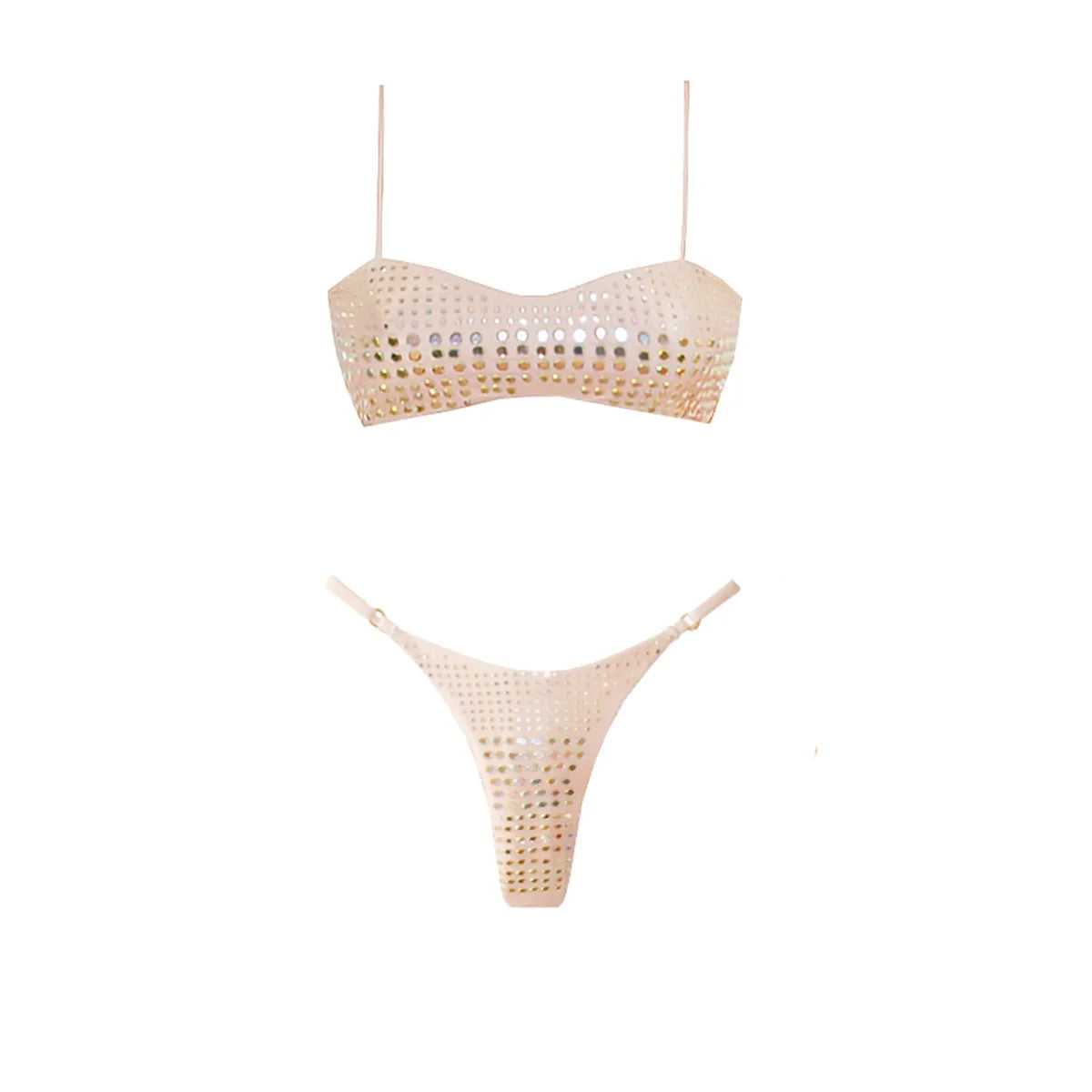 3-Piece Diamond Bikini Set | Sexy Women's Swimsuit with Mesh Skirt