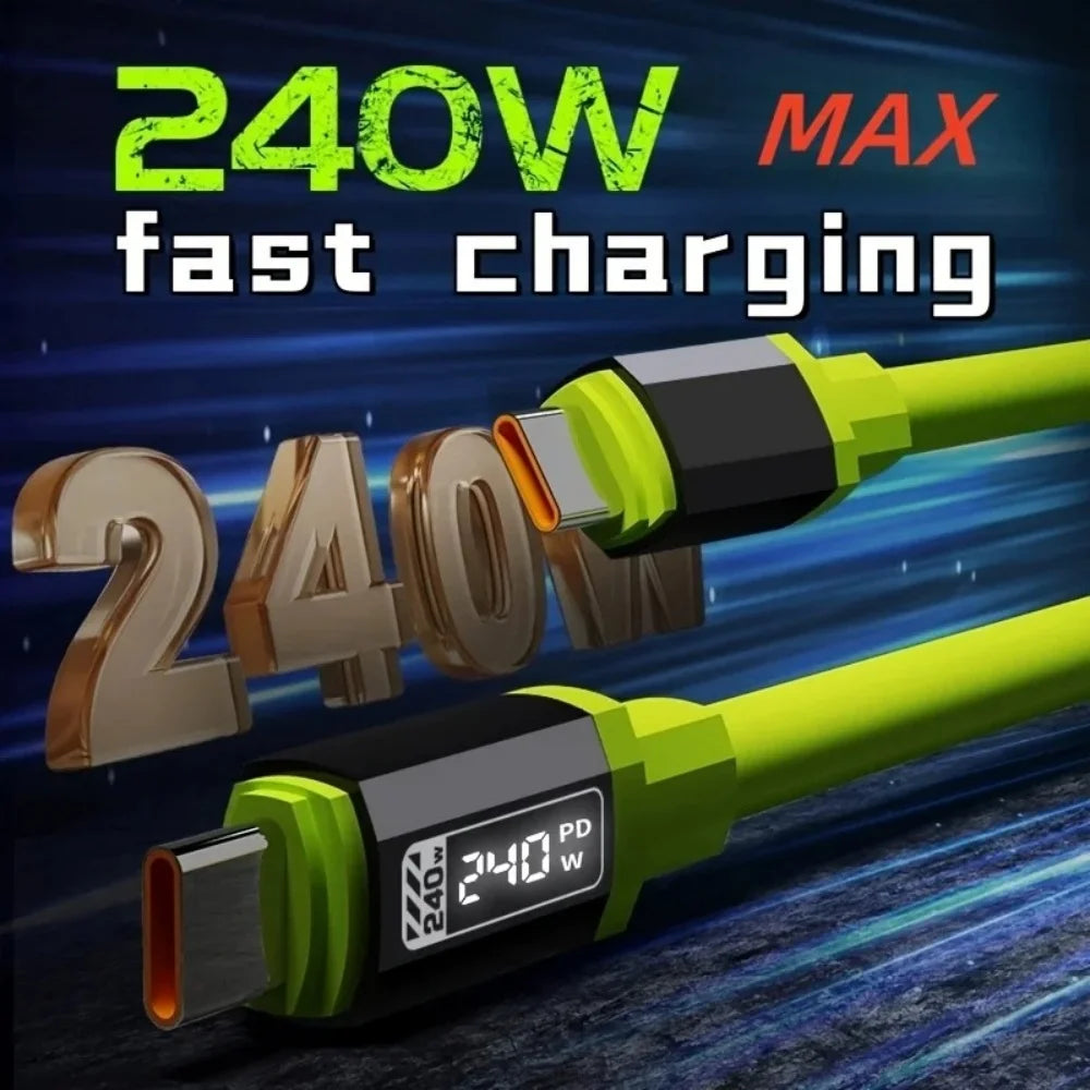 240W USB Type C Super Fast Charging Data Cable - Versatile & Durable