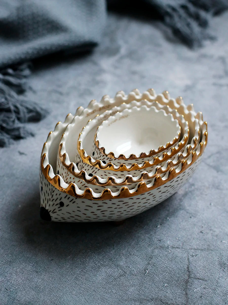 Cute Hedgehog Ceramic Dessert Bowl | Adorable Nordic Tableware