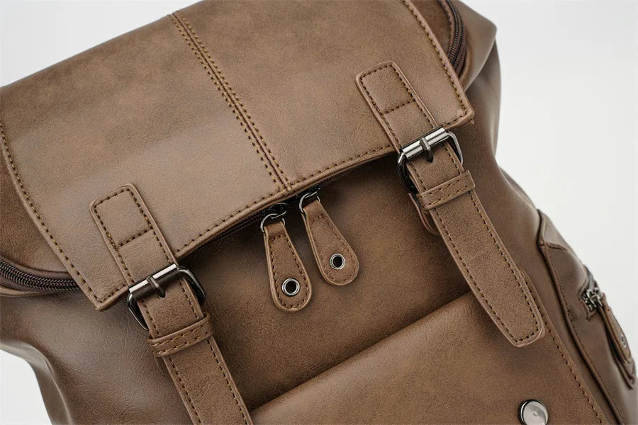 Vintage Luxury PU Leather Backpack | Large Capacity Laptop Bag