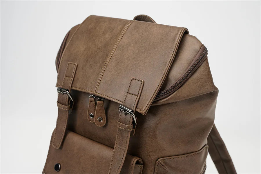 Vintage Luxury PU Leather Backpack | Large Capacity Laptop Bag