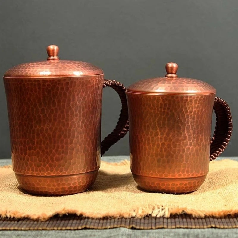 Vintage Pure Copper Coffee Cup with Lid | Moscow Mule Tumbler