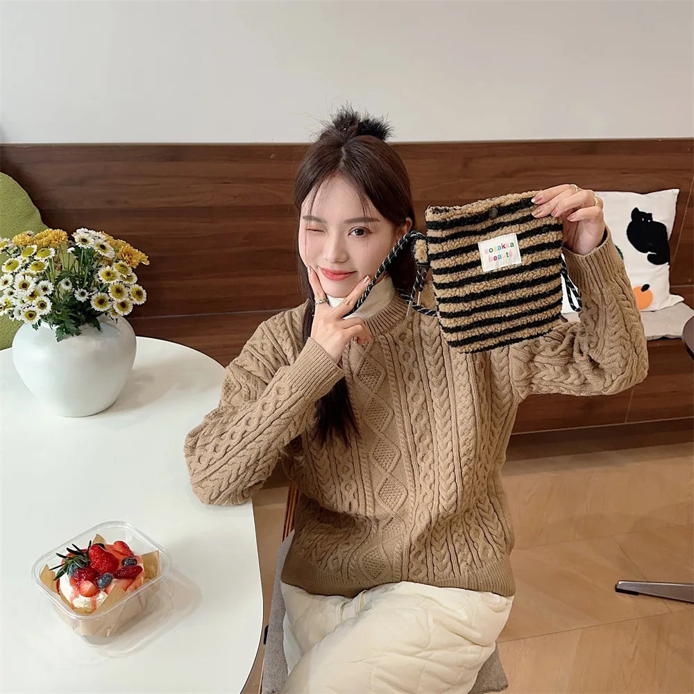 Cute Plush Dot Crossbody Bags for Women | Portable Shoulder Bag