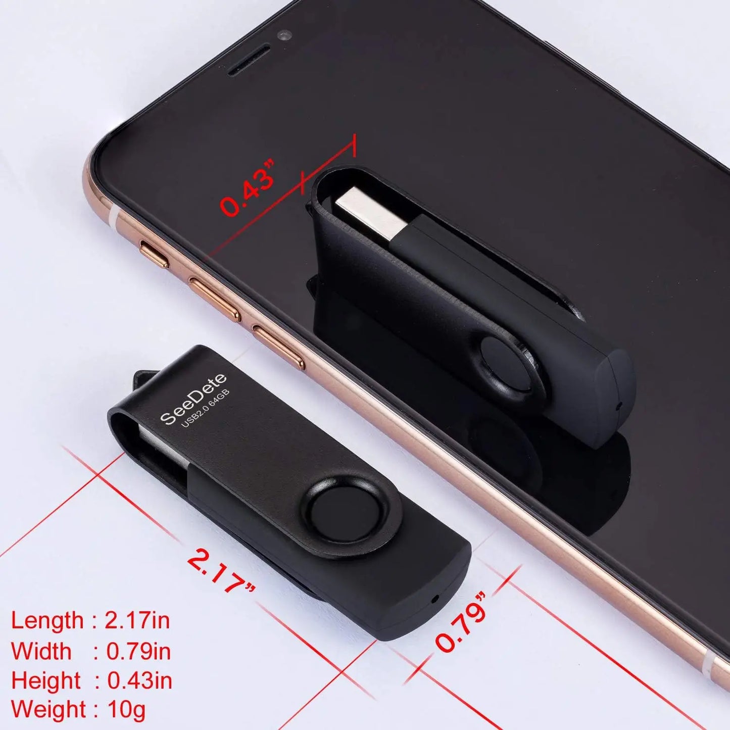 64GB USB Flash Drives 3-Pack | Rotating Metal Clip & LED Indicator