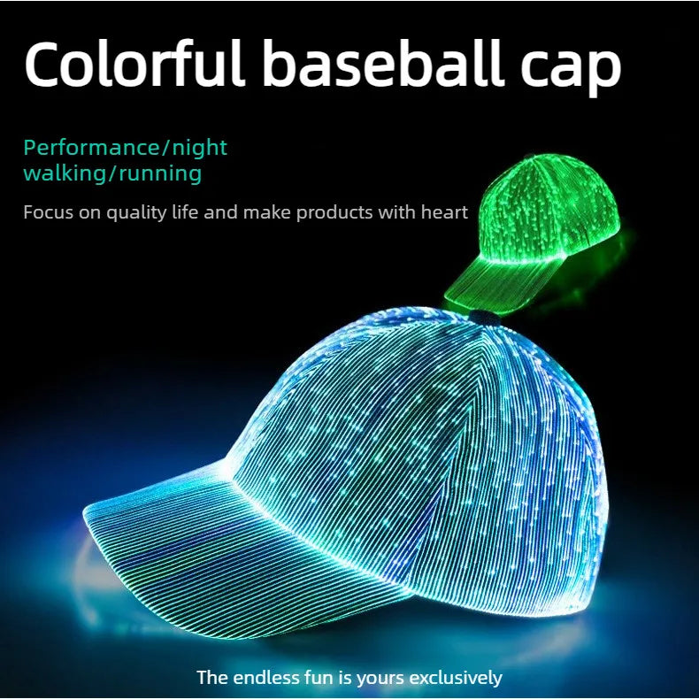 LED Fiber Optic Baseball Cap | Glowing Hip-Hop Hat for Parties