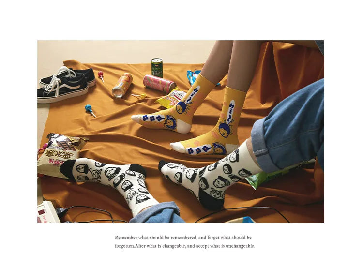 5 Pairs Colorful Funny Villain Socks | Quirky Harajuku Style