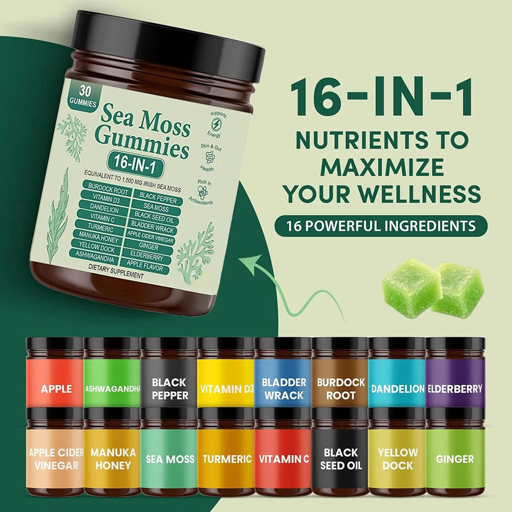 16-in-1 Sea Moss Gummies with Turmeric & Vitamin C | Immune Support