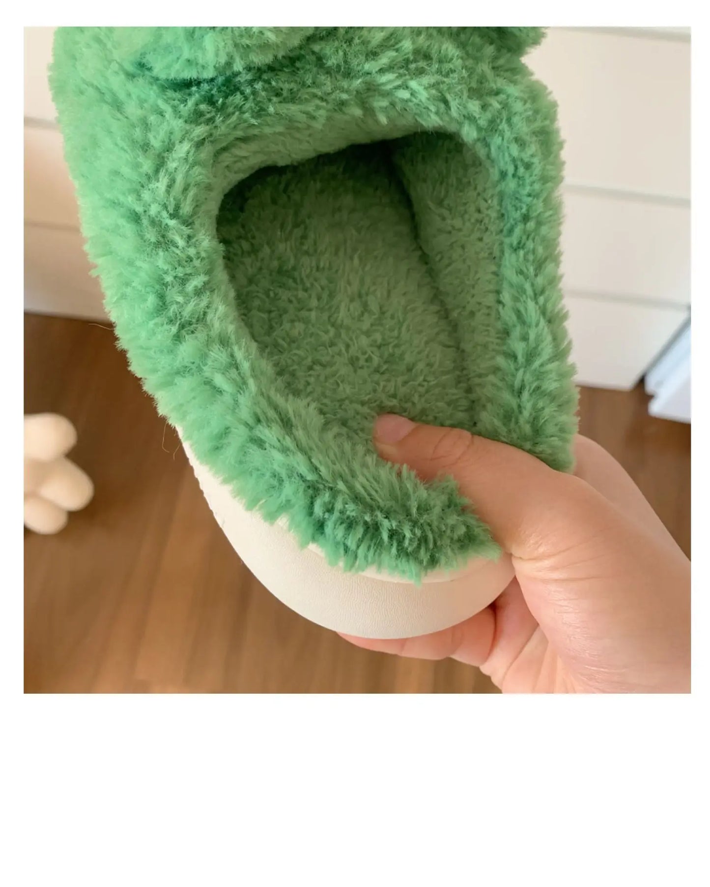 Women's Cute Green Frog Plush Slippers | Cozy Faux Fur House Shoes