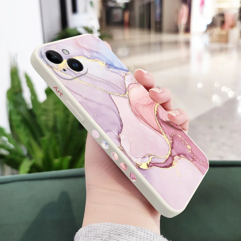 Marble Texture Phone Case For iPhone 16 16E 15 14 13 12 11 X XR XS SE2 SE2020 8 7 6 6S Plus Pro Max Mini Silicone Cover