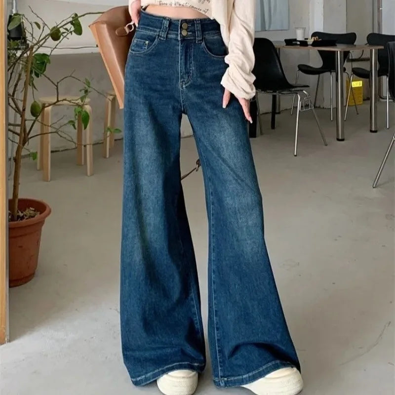 High Waist Loose Fit Wide Leg Jeans | Comfortable Denim Trousers