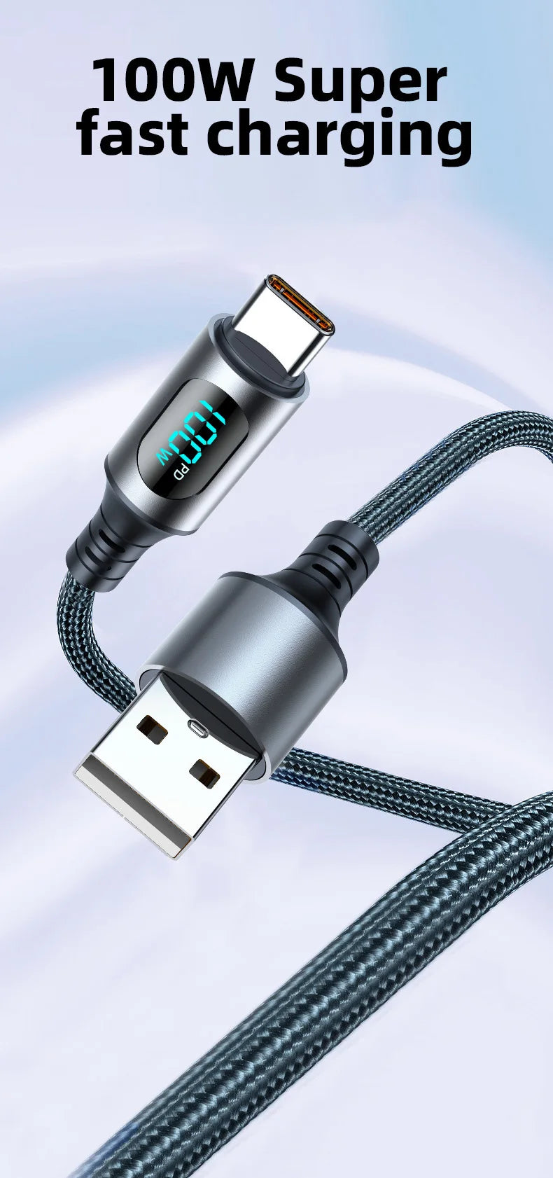 Ultra-Fast Charge Cable | 6A 120W USB A to Type C Data Cord