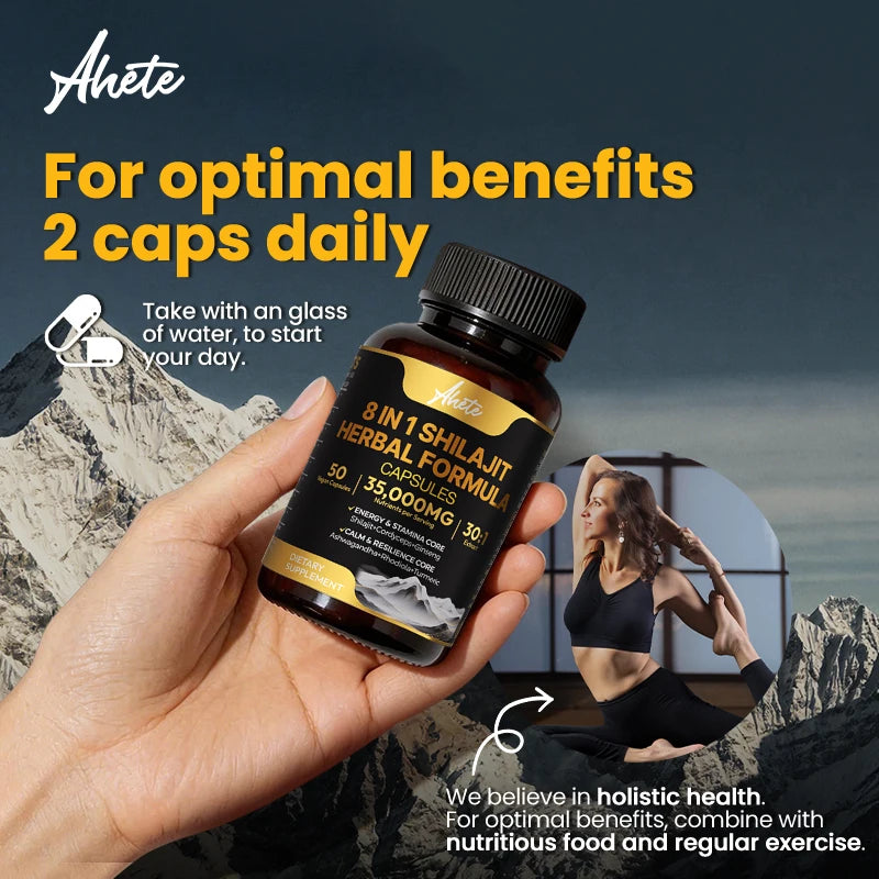 8-in-1 Himalayan Shilajit Capsules for Stress Relief & Vitality