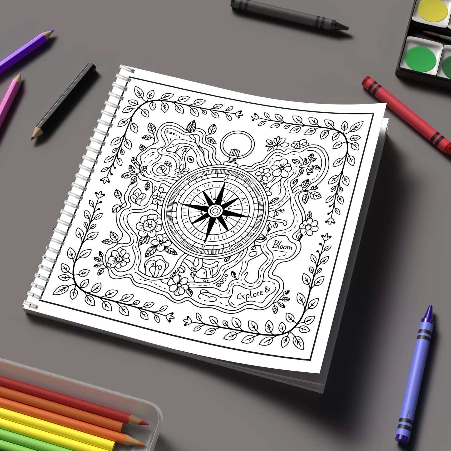 Floral Antique Coloring Book for Adults | Stress Relief & Relaxation
