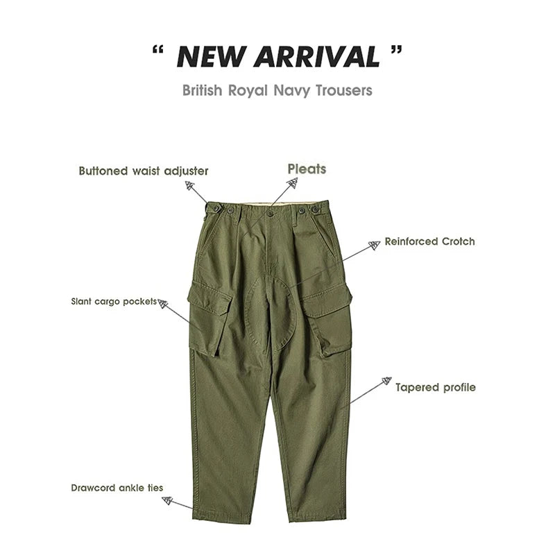 Men's Vintage Cargo Pants | All-Season Cotton Tapered Trousers 2026