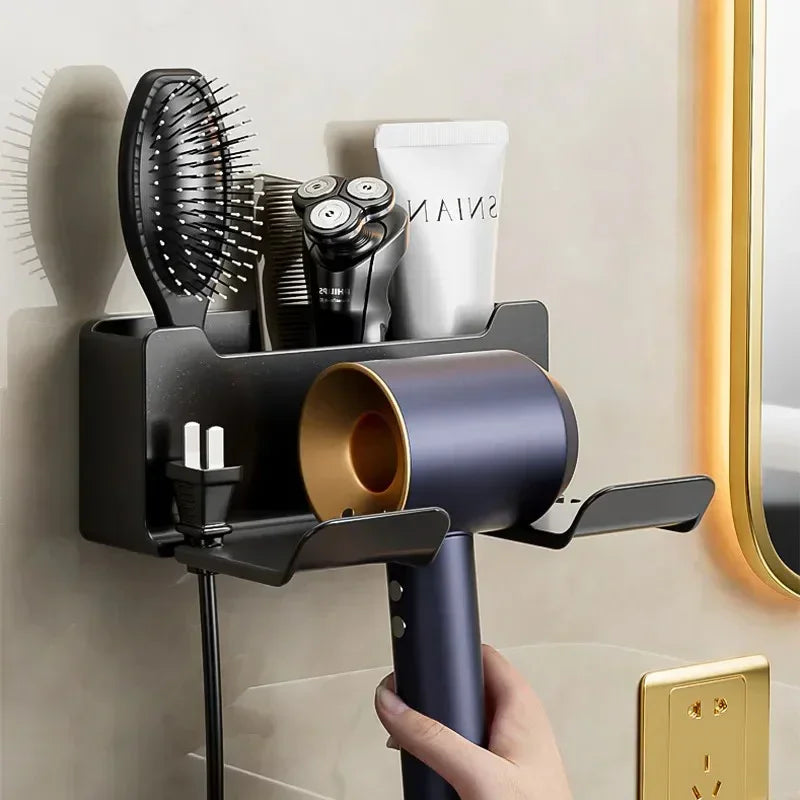 Hair Dryer Holder | Wall-Mounted Organizer for Bathroom Accessories