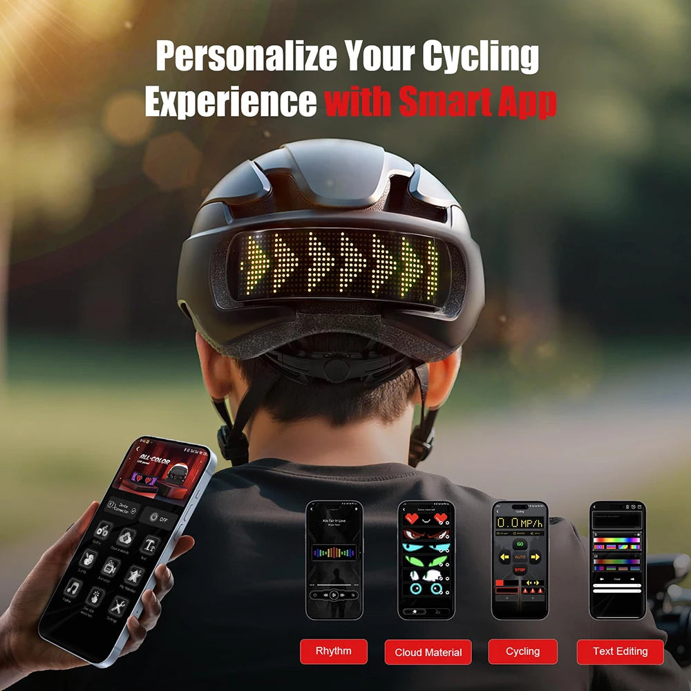 Adjustable Cycling Helmet with LED Display for All Riders