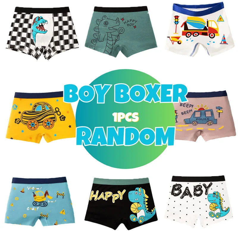Boys Cotton Underwear | 4-Pack Cartoon Boxer Briefs for Kids