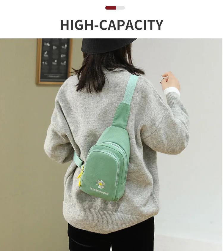 Chic Embroidered Canvas Chest Bags for Women | Versatile Crossbody Style