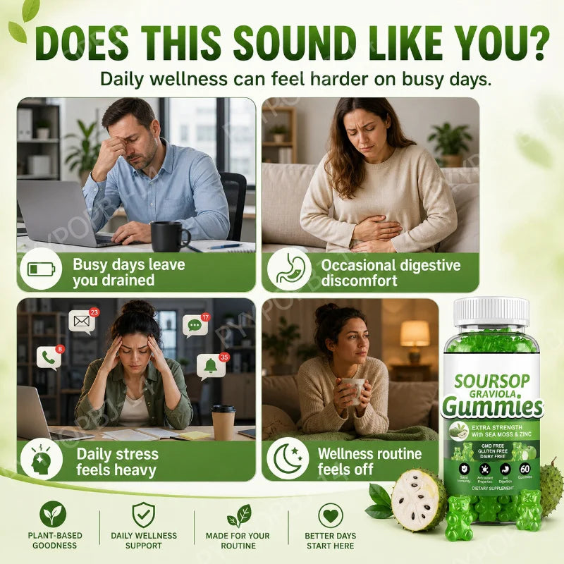 Soursop Graviola Gummies with Sea Moss & Vitamin C | Immune Support
