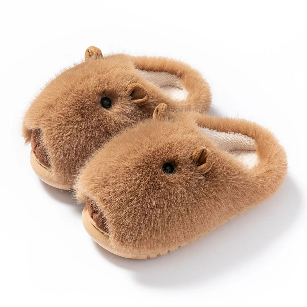 Women's Cute Plush Capybara Slippers | Fluffy Winter Indoor Shoes