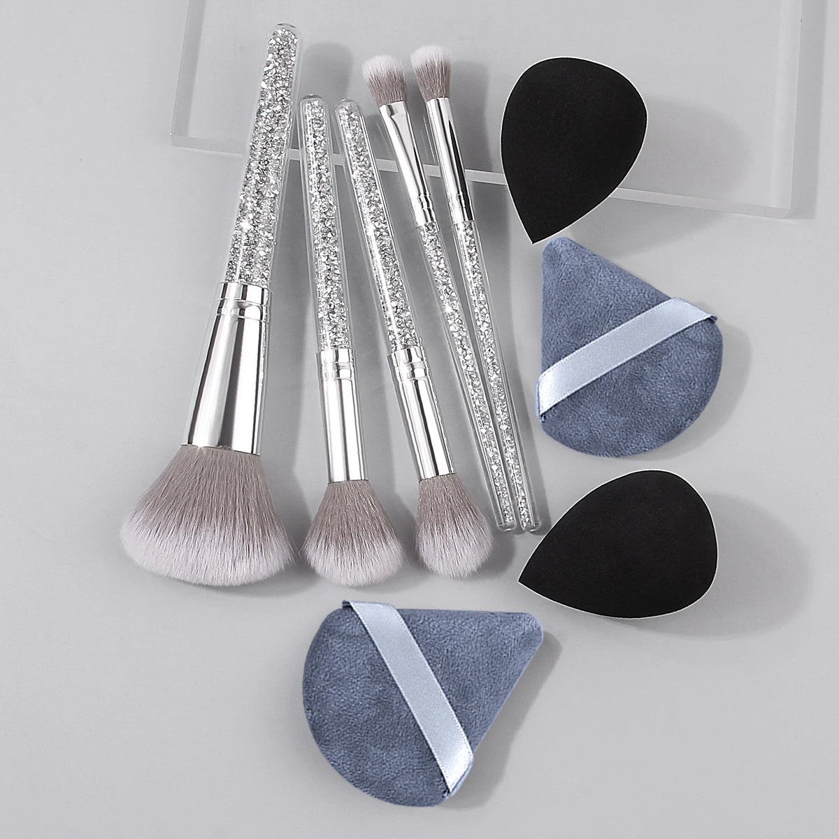 Diamond-Handled Makeup Brush Set & Sponges | Flawless Finish