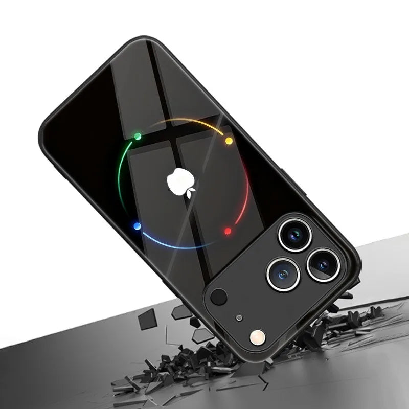 Colorful Halo Tempered Glass Phone Case | Full Coverage Protection